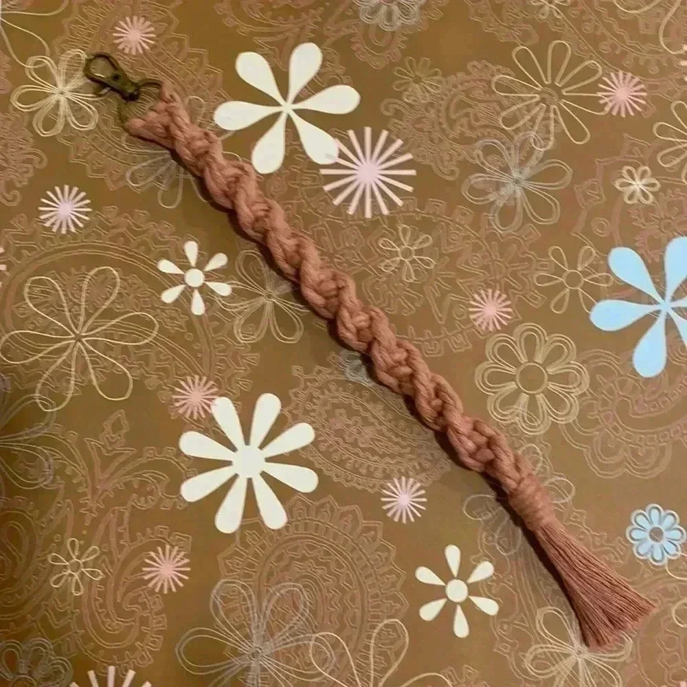 Spiral Macramé Keychain in Terracotta